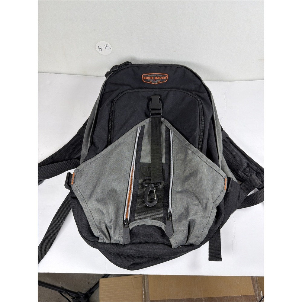 Vintage Eddie Bauer Expedition Ready Backpack Black Gray Storage Location: B-15
